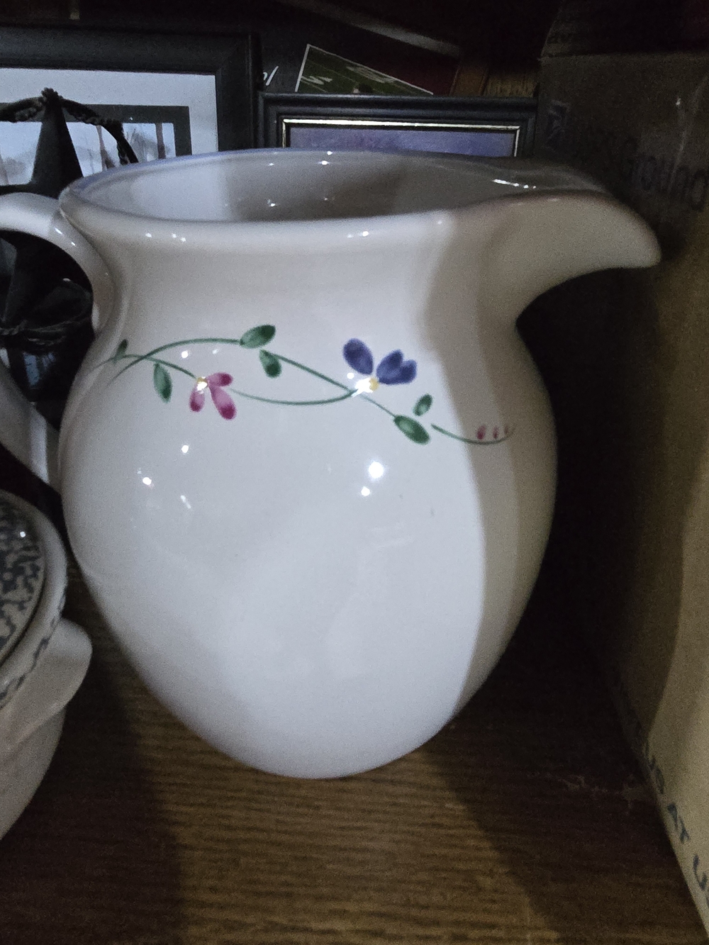 White Ceramic Floral Pitcher - Home Accents